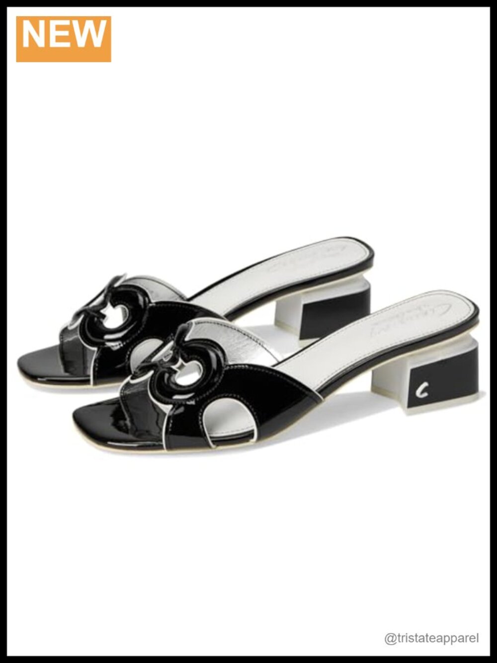 Heeled Sandal with Block Heel, Open Square Toe, Slip-On, PU Upper, Padded